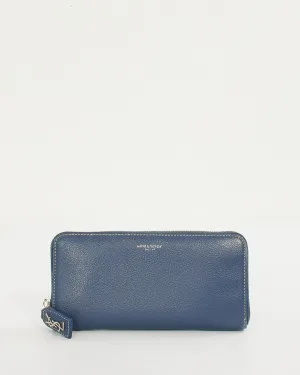 Saint Laurent Blue Grained Leather Rive Gauche Continental Zip Around Wallet