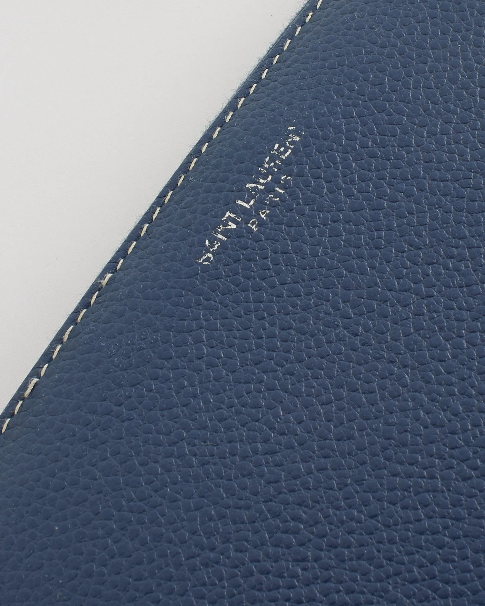 Saint Laurent Blue Grained Leather Rive Gauche Continental Zip Around Wallet
