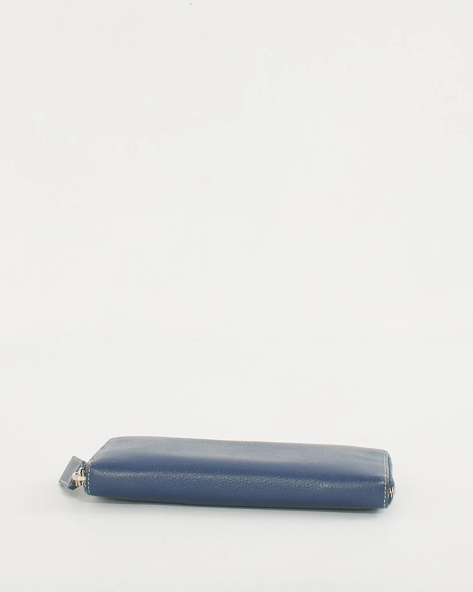 Saint Laurent Blue Grained Leather Rive Gauche Continental Zip Around Wallet