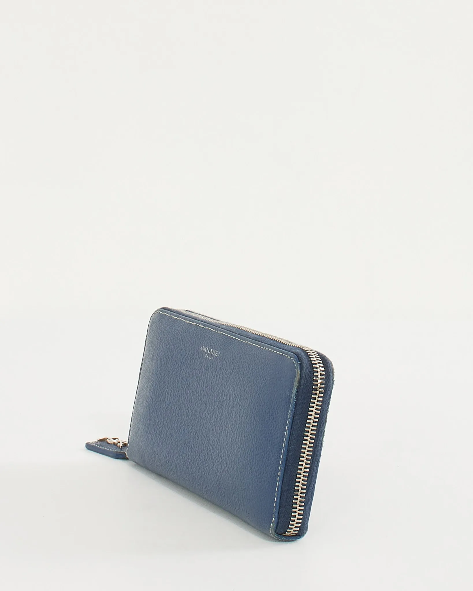 Saint Laurent Blue Grained Leather Rive Gauche Continental Zip Around Wallet