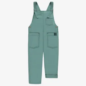 Salopette verte en denim rayé, enfant || Green overalls in railroad denim, child