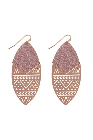 Sand Sticker Marquise Tribal Filigree Earrings Rose Gold - Pack of 6