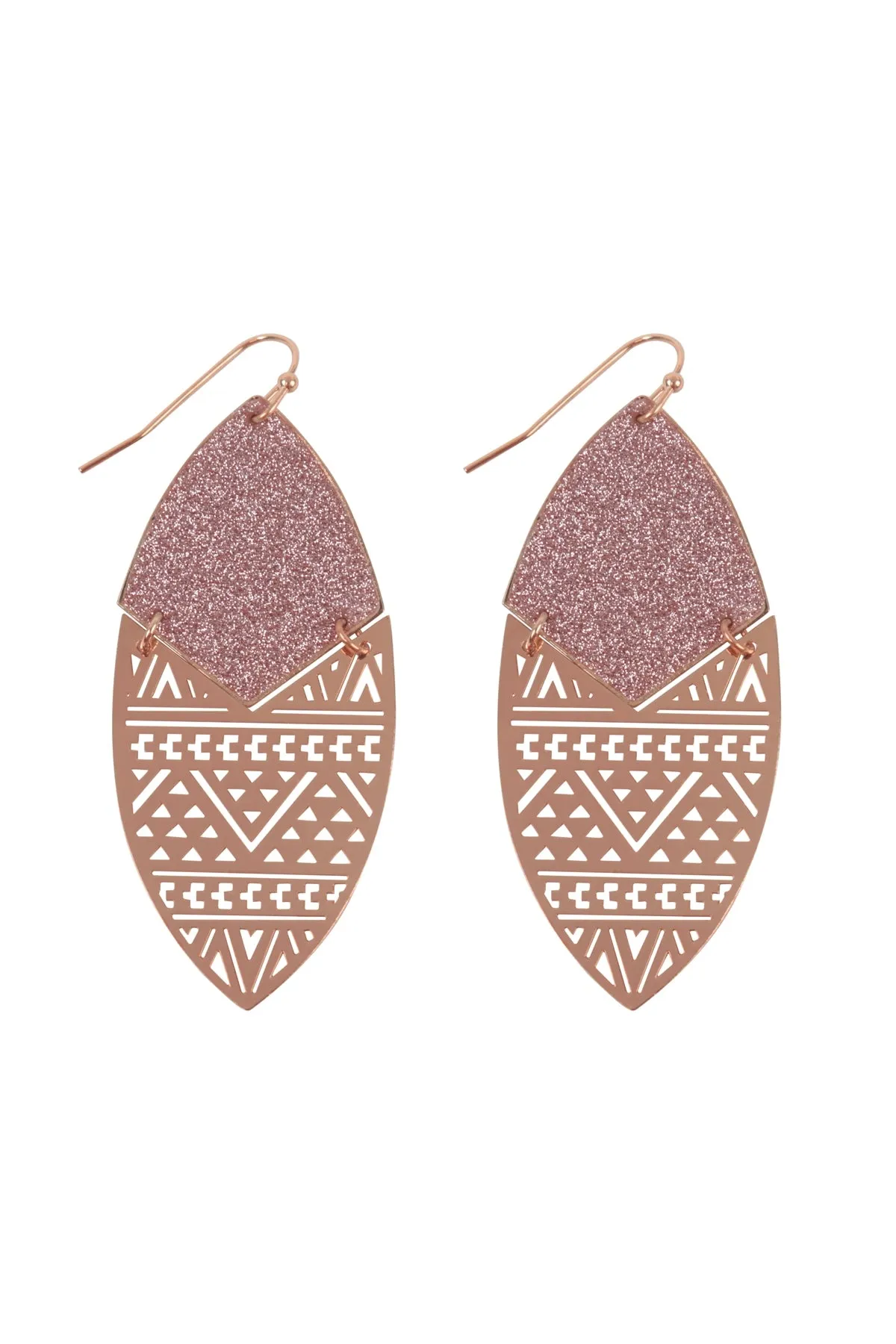 Sand Sticker Marquise Tribal Filigree Earrings Rose Gold - Pack of 6