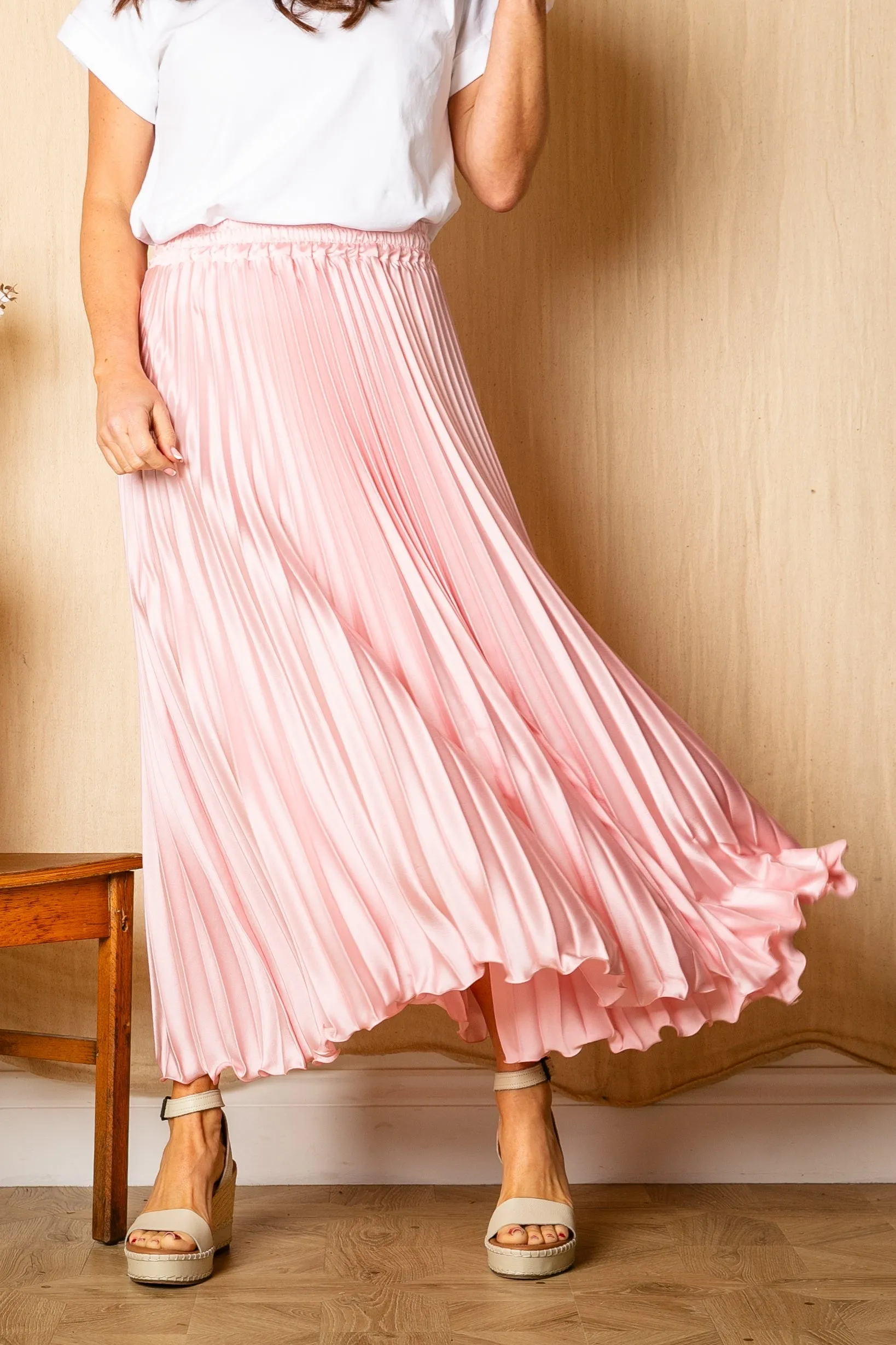 Satin Pleated Skirt
