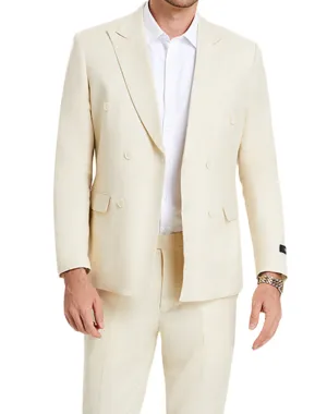 Sean Alexander Solid Double Breasted Slim Fit Suit - Tan