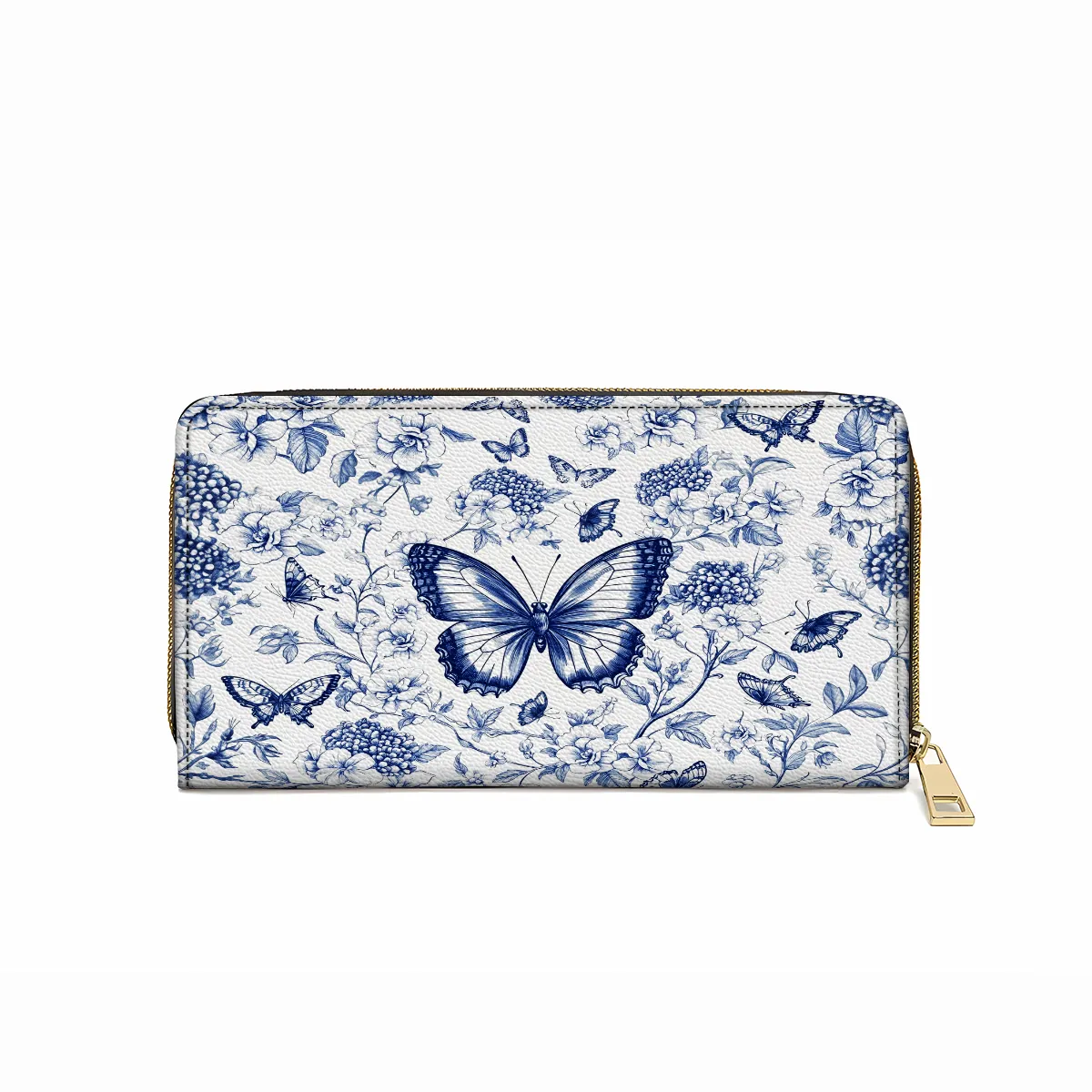 Shineful Leather Clutch Purse With Wristlet Strap Handle Papillon Reverie Toile