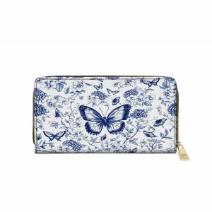 Shineful Leather Clutch Purse With Wristlet Strap Handle Papillon Reverie Toile