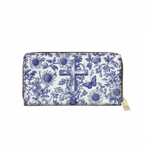 Shineful Leather Clutch Purse With Wristlet Strap Handle Sunflower & Cross Blessing