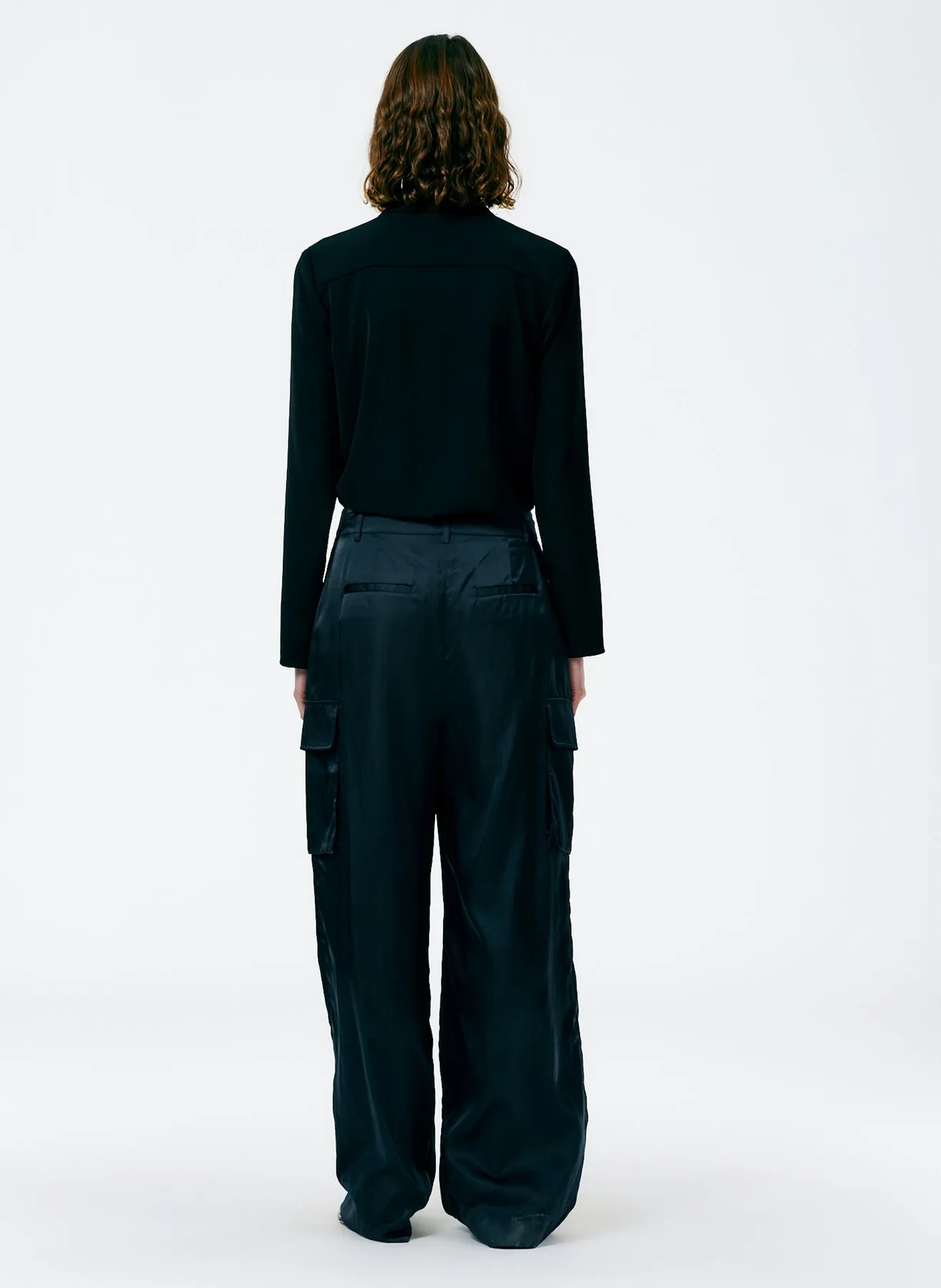 Shiny Nylon Pleated Stella Cargo Pant
