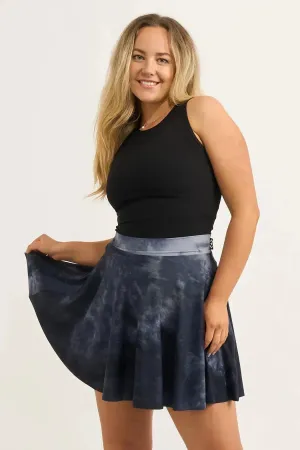 Silky Narrow Waisted Mini Skater Skirt - Dark And Moody
