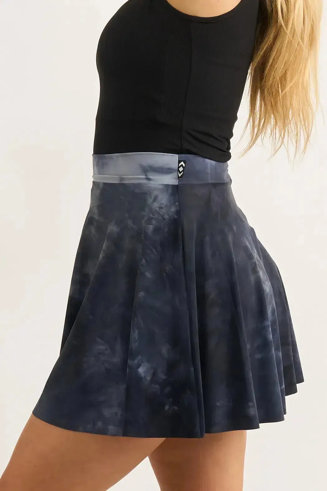 Silky Narrow Waisted Mini Skater Skirt - Dark And Moody