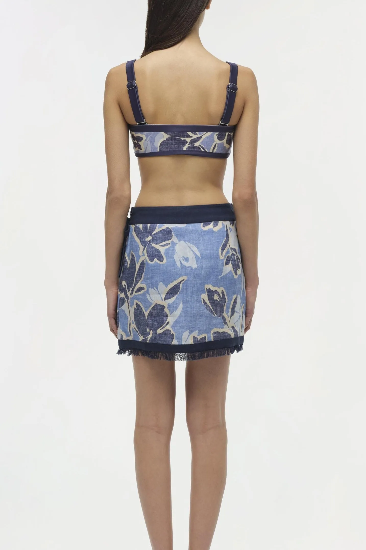 Simkhai Bethany Mini Wrap Skirt in Blue Hydrangea Floral