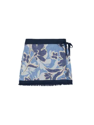 Simkhai Bethany Mini Wrap Skirt in Blue Hydrangea Floral