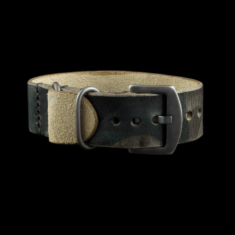 Single Pass Leather Watch Strap, 3-Ring Military 107 Style II