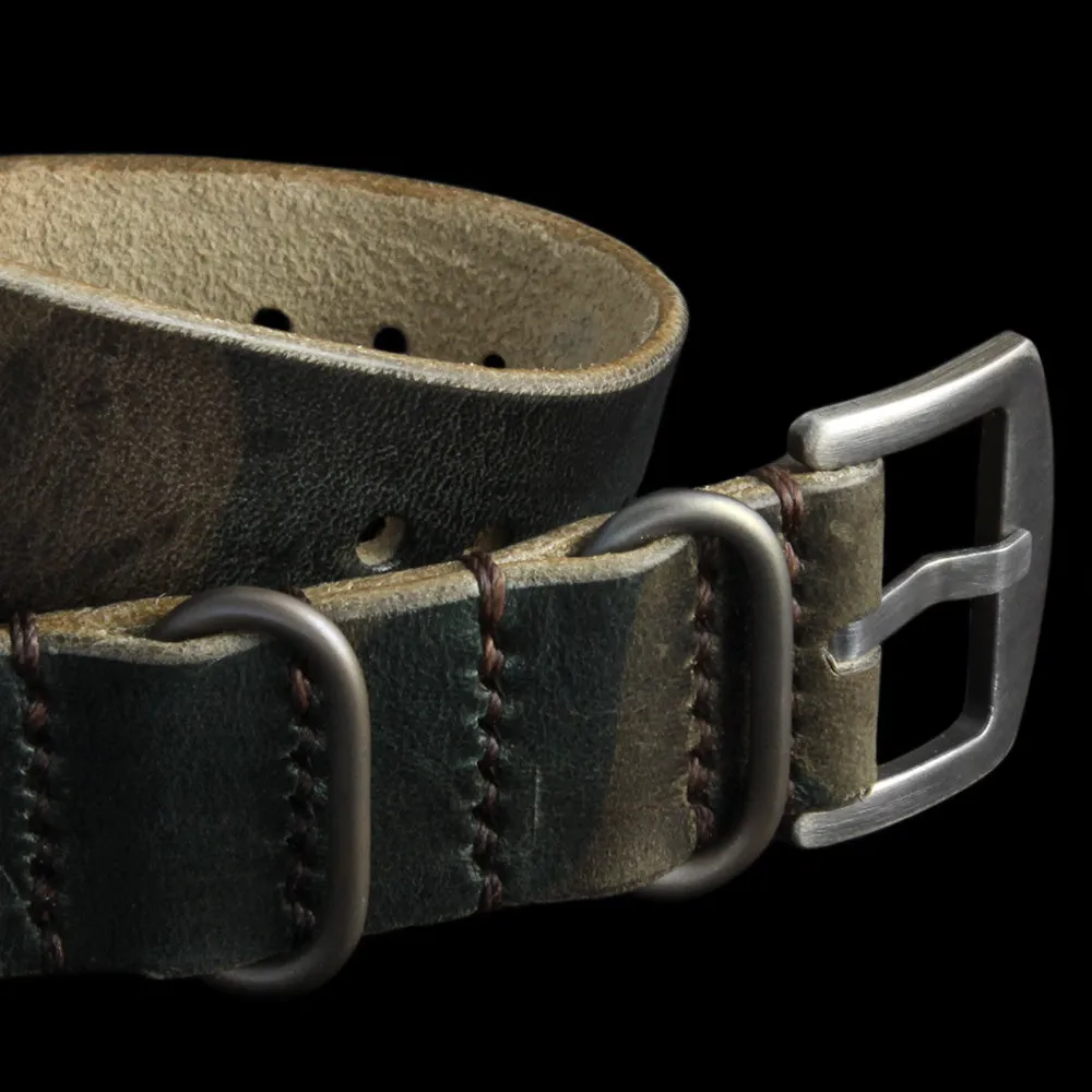 Single Pass Leather Watch Strap, 3-Ring Military 107 Style II