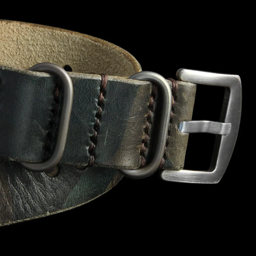 Single Pass Leather Watch Strap, 3-Ring Military 107 Style II