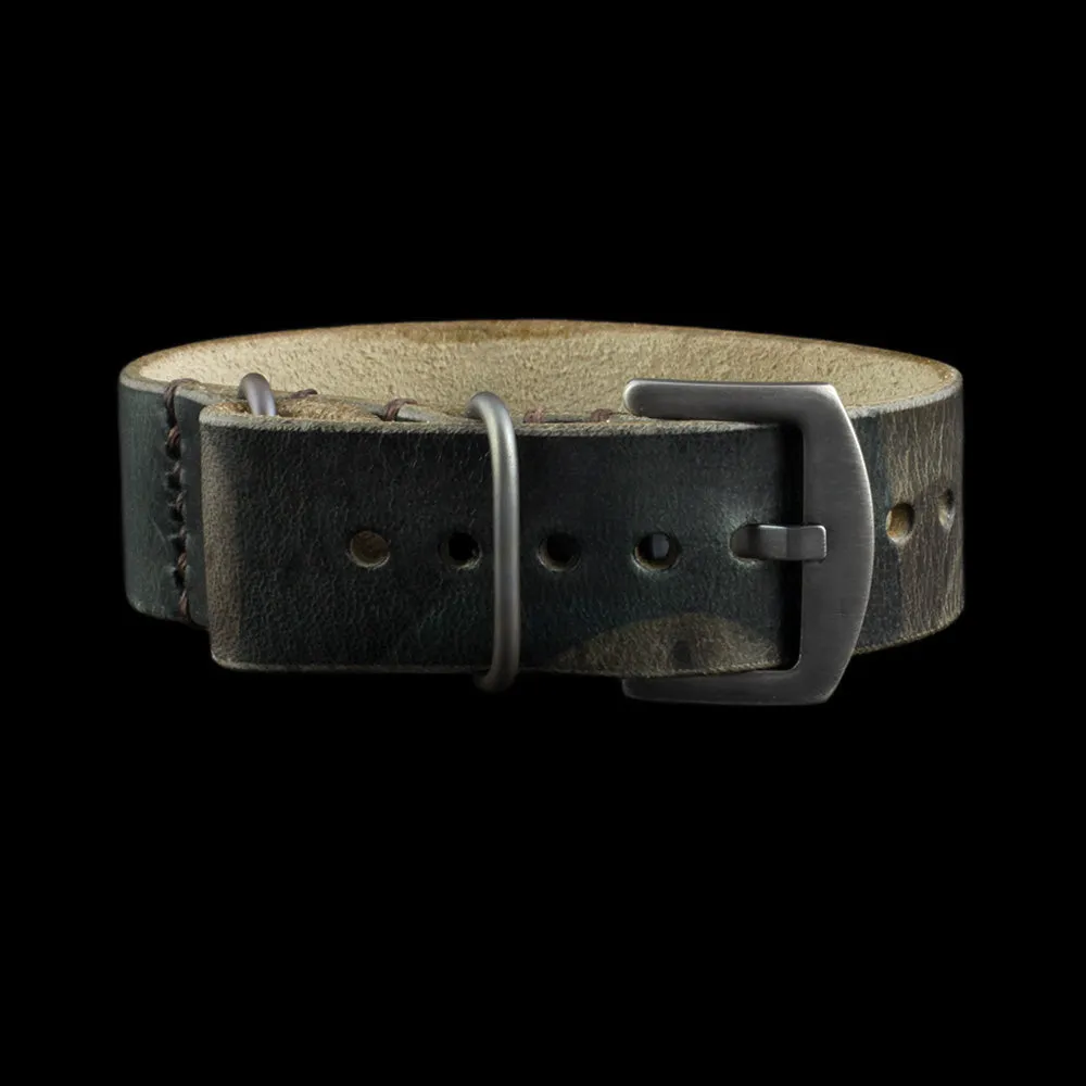Single Pass Leather Watch Strap, 3-Ring Military 107 Style II