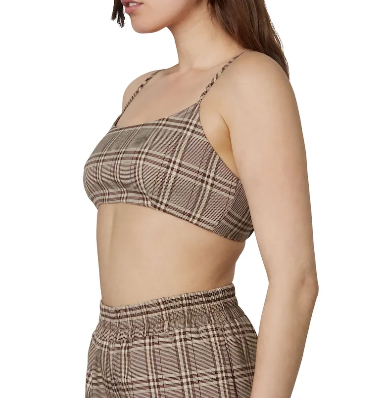 Sleeveless Plaid Crop Top