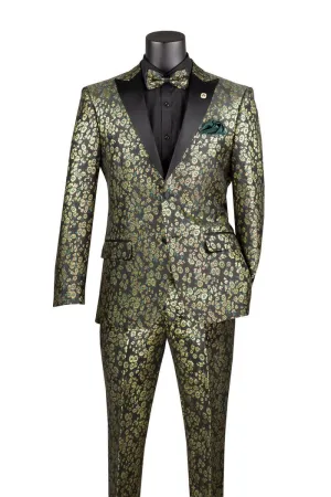Slim Fit 2 Pieces with Matching Bow Tie Tuxedo Emerald TSJQ-1