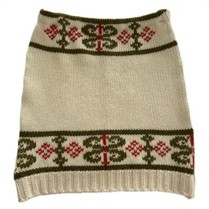 Small Bun Warmer Skirt - Cream with Red & Olive Pattern - 213