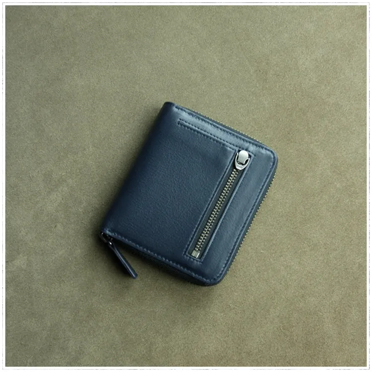 Small Gray Leather Zip Wallet Billfold Womens Zip Around Wallets Zipper Small Wallet for Women
