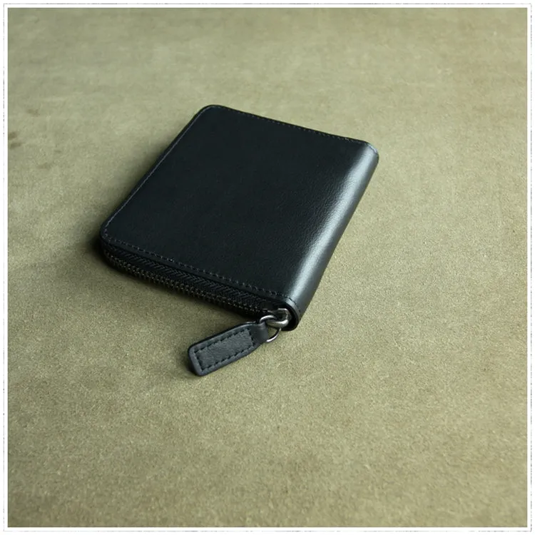 Small Gray Leather Zip Wallet Billfold Womens Zip Around Wallets Zipper Small Wallet for Women