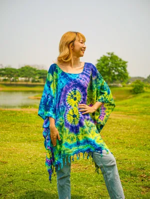 Solar Flare Poncho Hand Dyed Tunic Kaftan Blouse Oversize Top