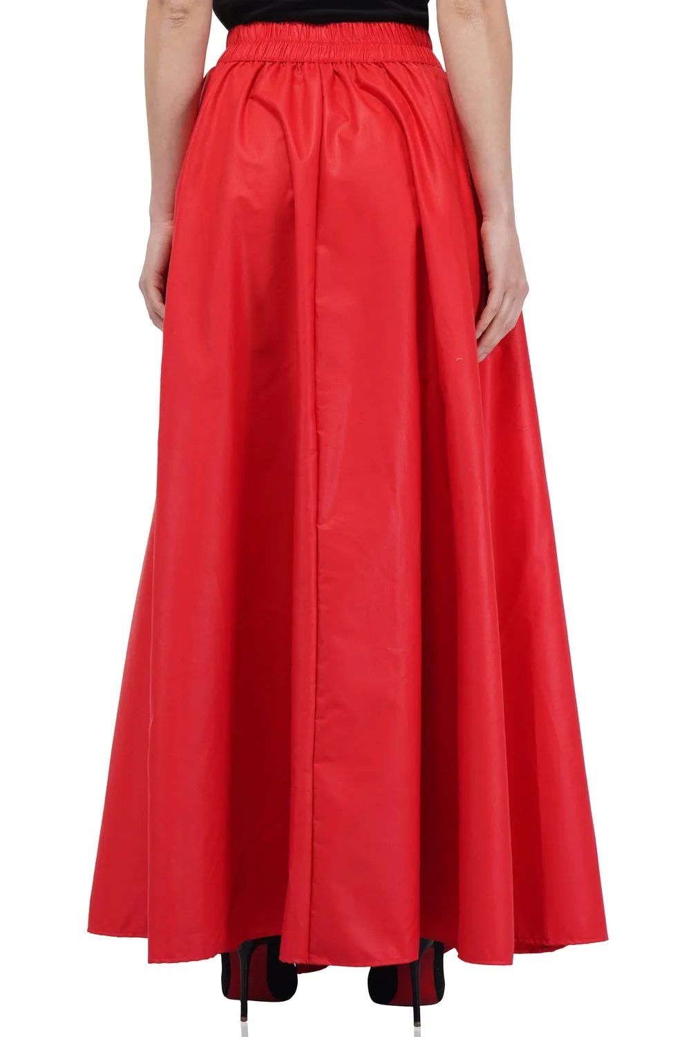 Solid Red Long Maxi Skirt
