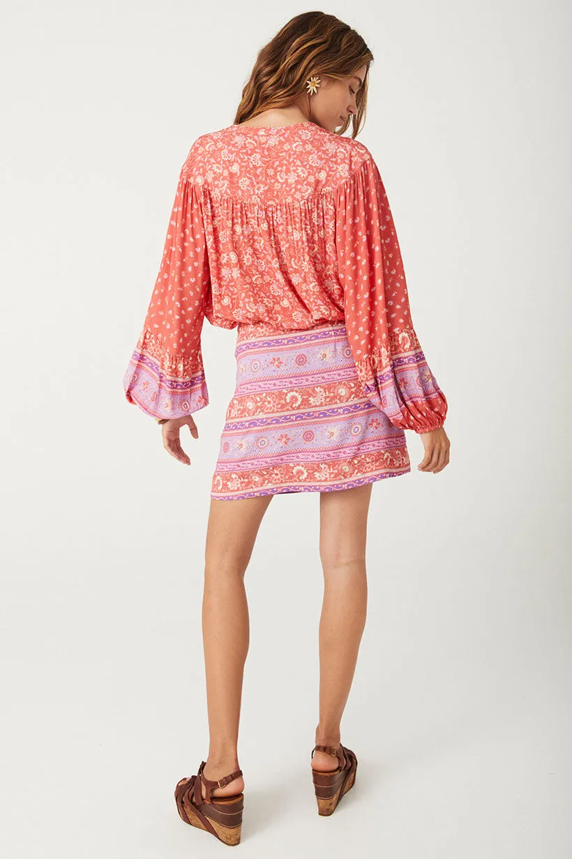 Spell Sunshine Bandit Wrap Mini Skirt Cayenne