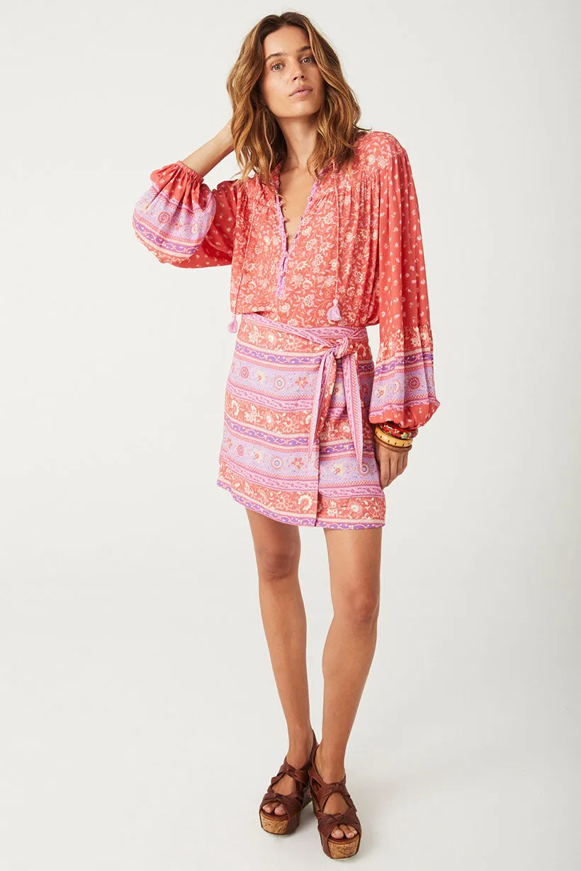 Spell Sunshine Bandit Wrap Mini Skirt Cayenne
