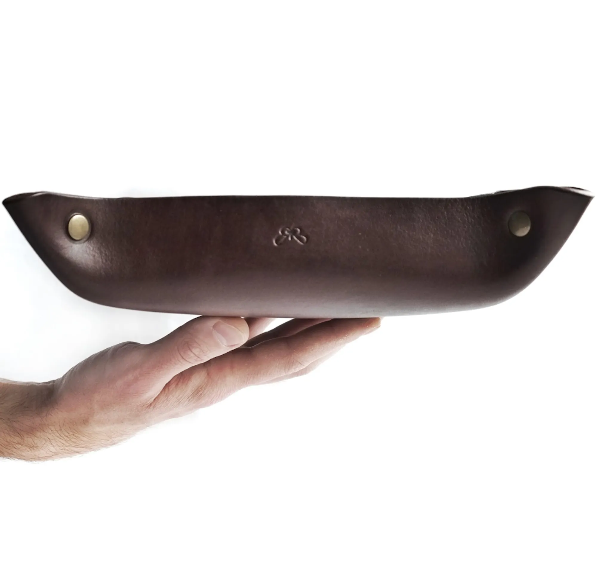 SQUARE LEATHER VALET TRAY / BROWN