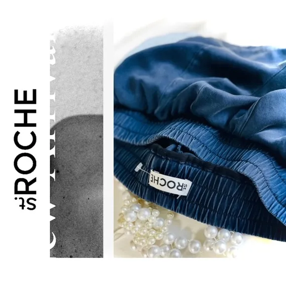 ST. ROCHE | XS/S | Silk Sport Navy Striped High Waisted Hot Pants Mini Shorts