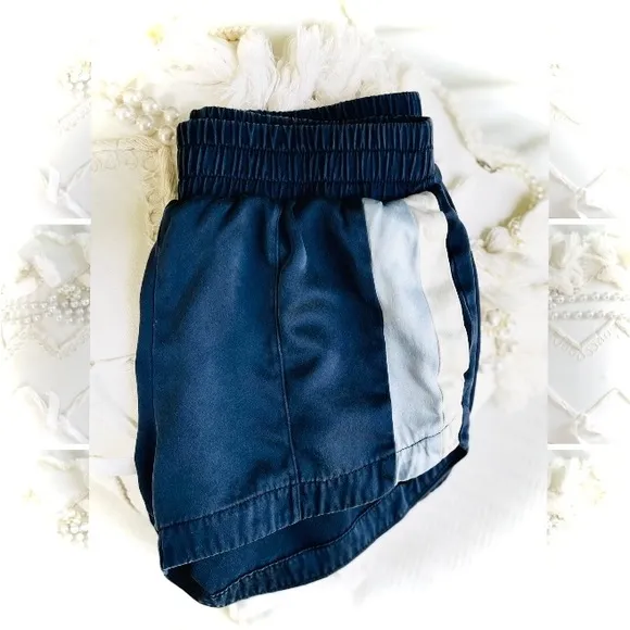 ST. ROCHE | XS/S | Silk Sport Navy Striped High Waisted Hot Pants Mini Shorts