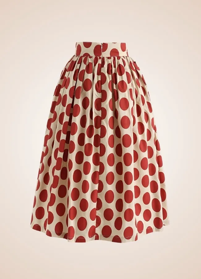 Steampunk Red Polkadot Midi Skirt