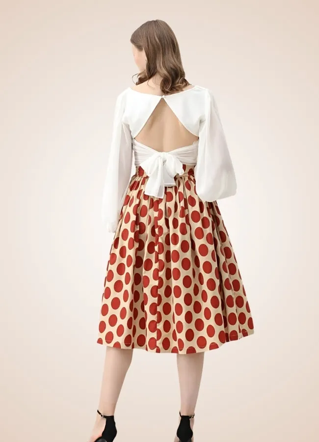 Steampunk Red Polkadot Midi Skirt