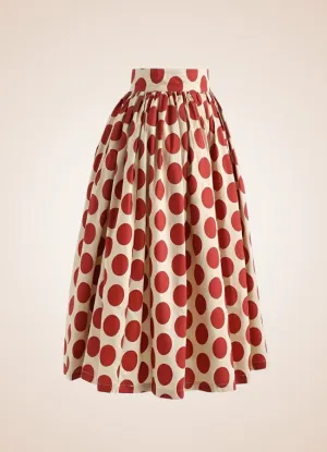 Steampunk Red Polkadot Midi Skirt