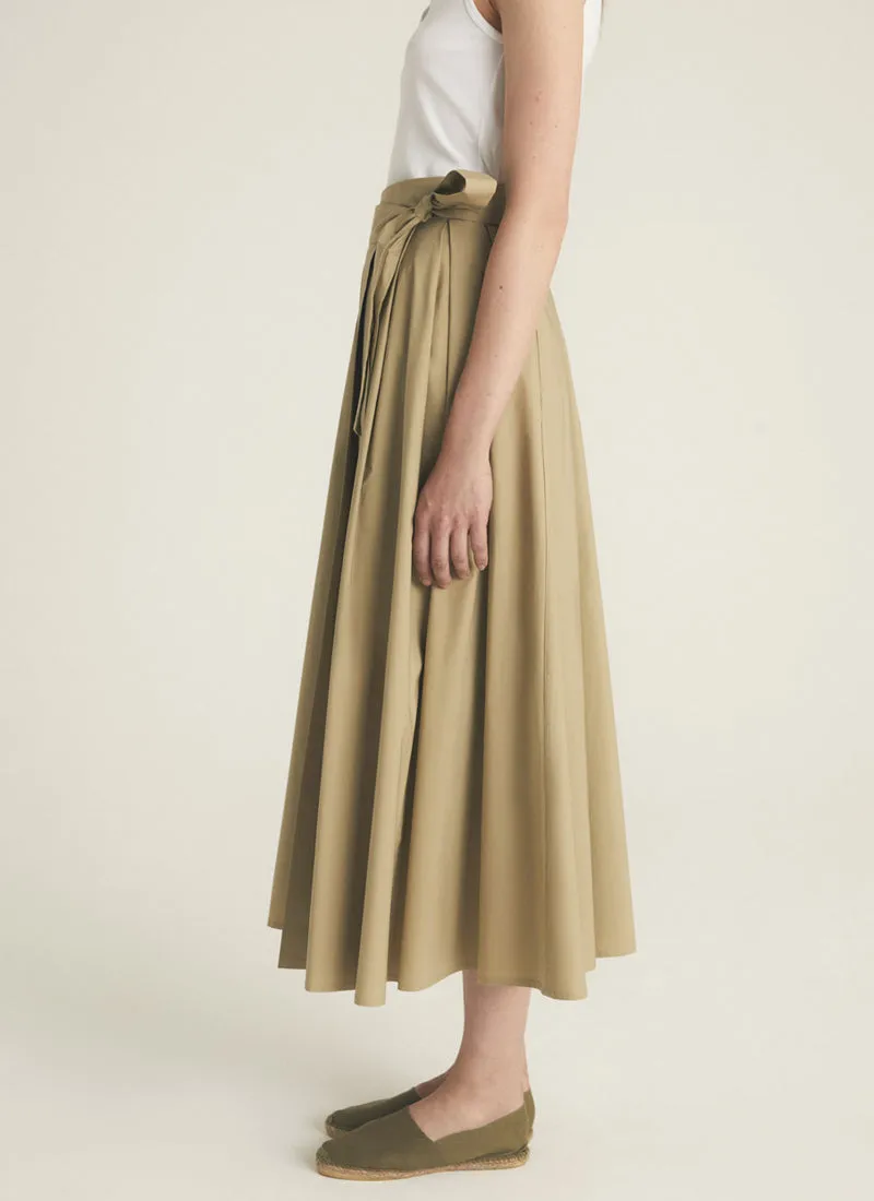 Stretch-Poplin Wrap Skirt