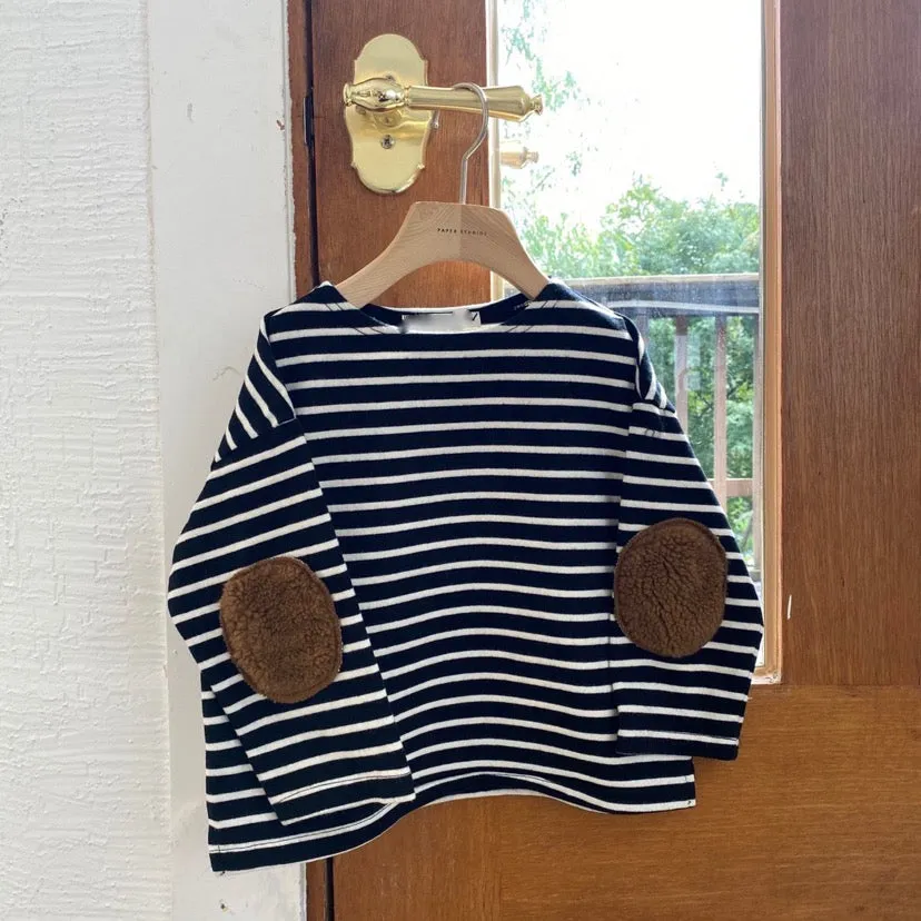 Striped Elbow Patch Sweatshirt