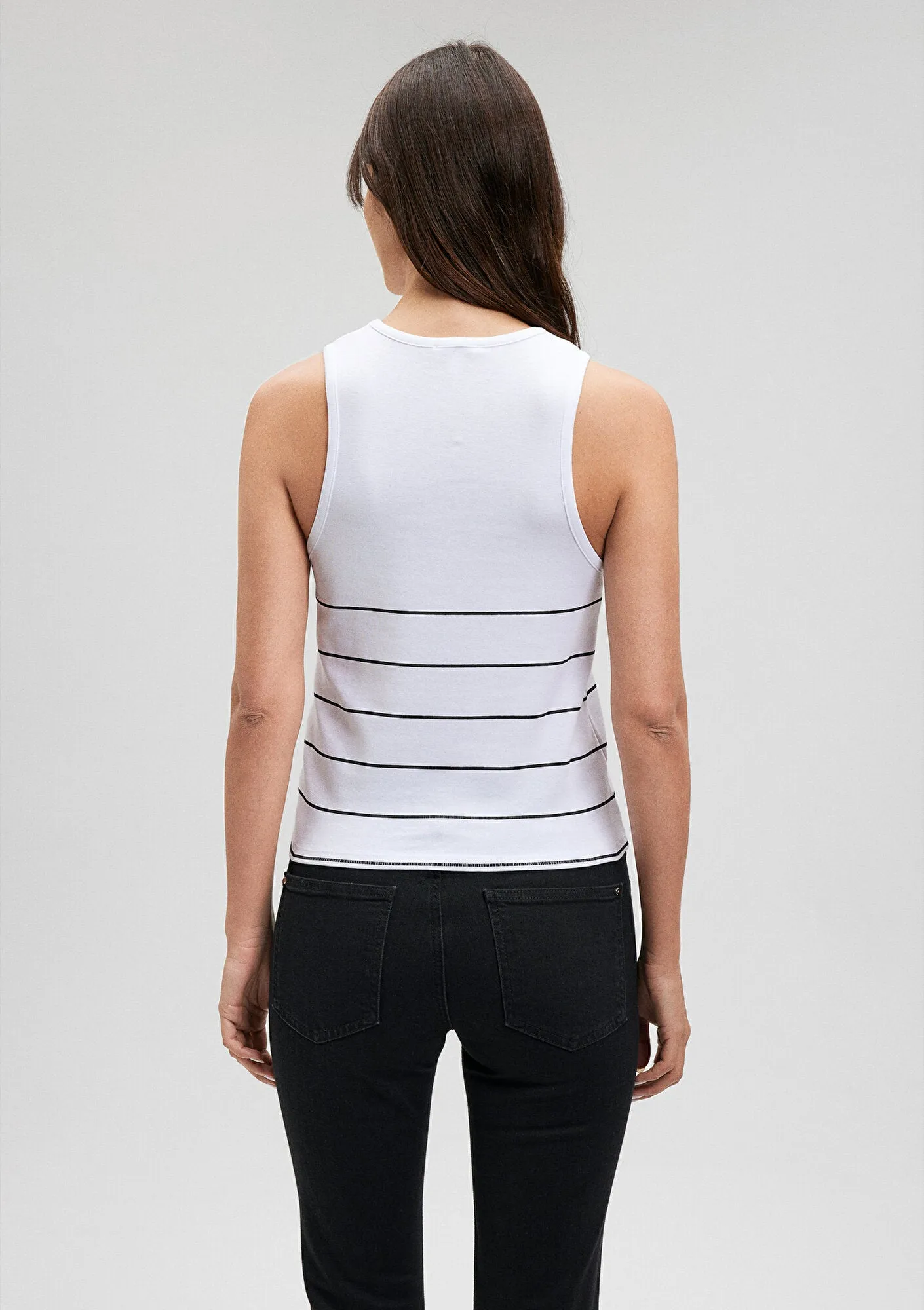 Striped Halter Neck Tank Top