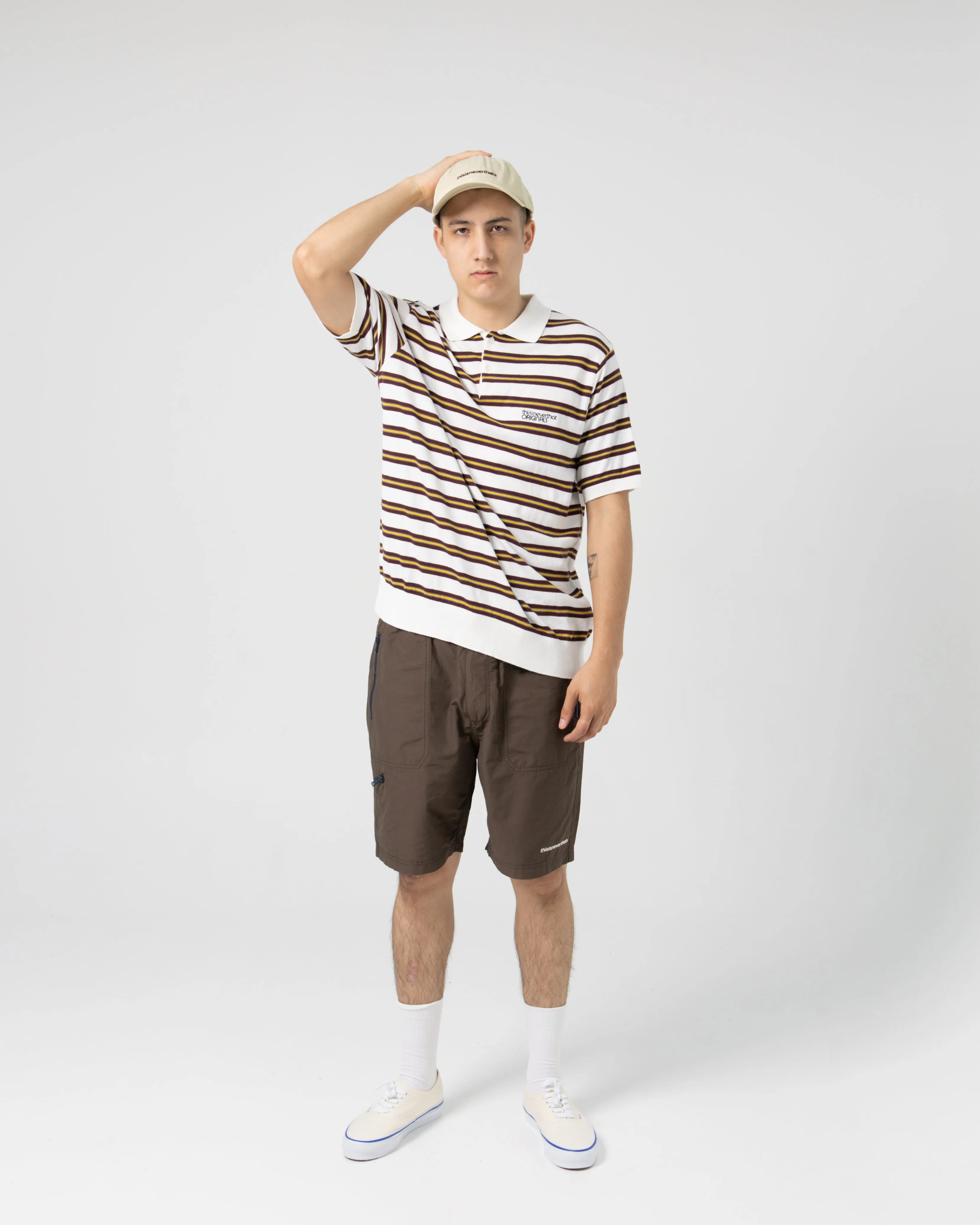 Striped Knit Polo | Ivory