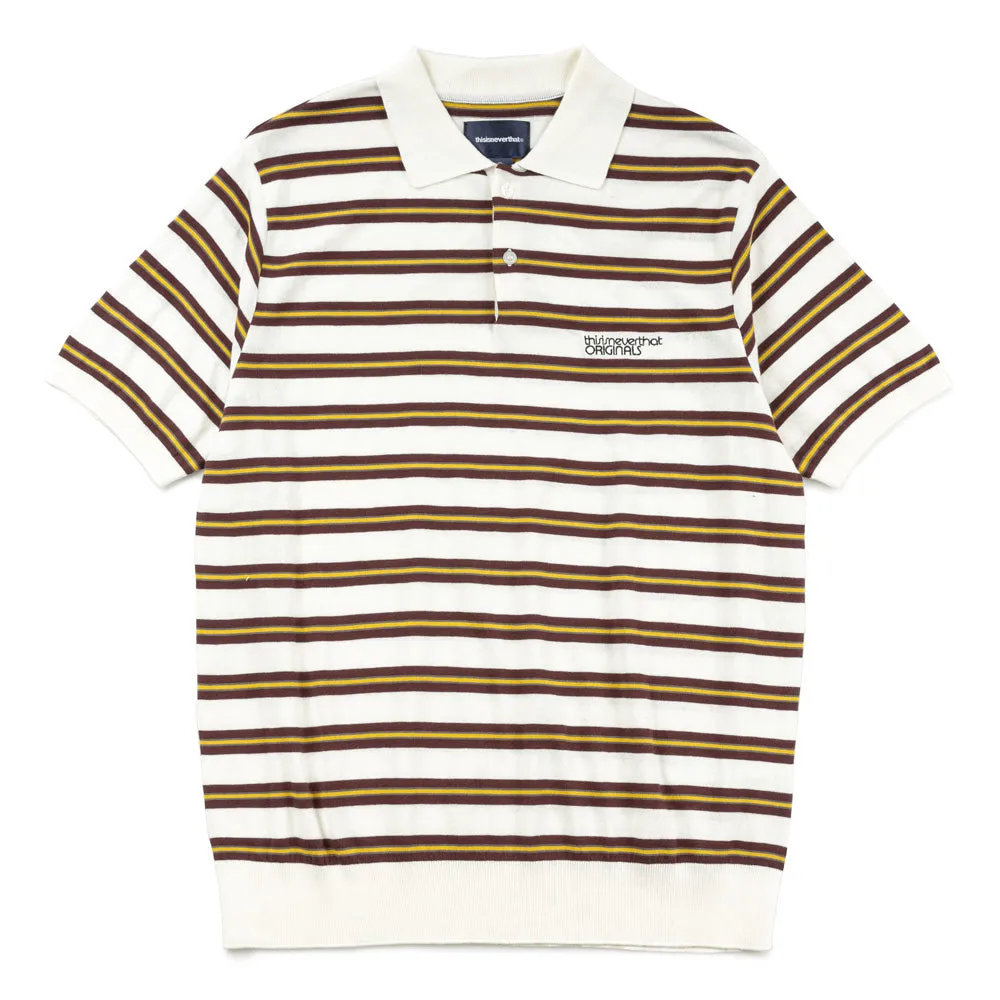 Striped Knit Polo | Ivory