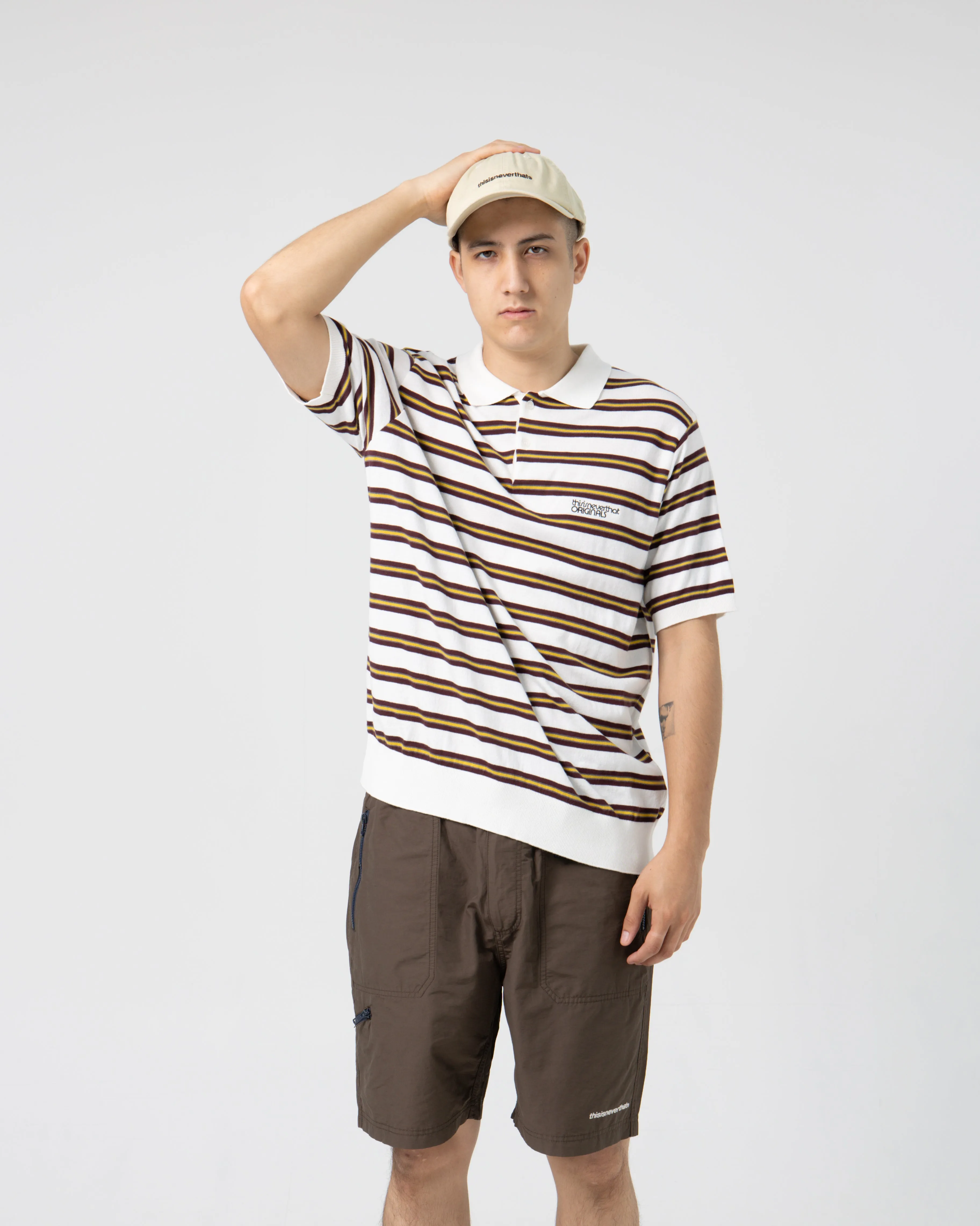 Striped Knit Polo | Ivory