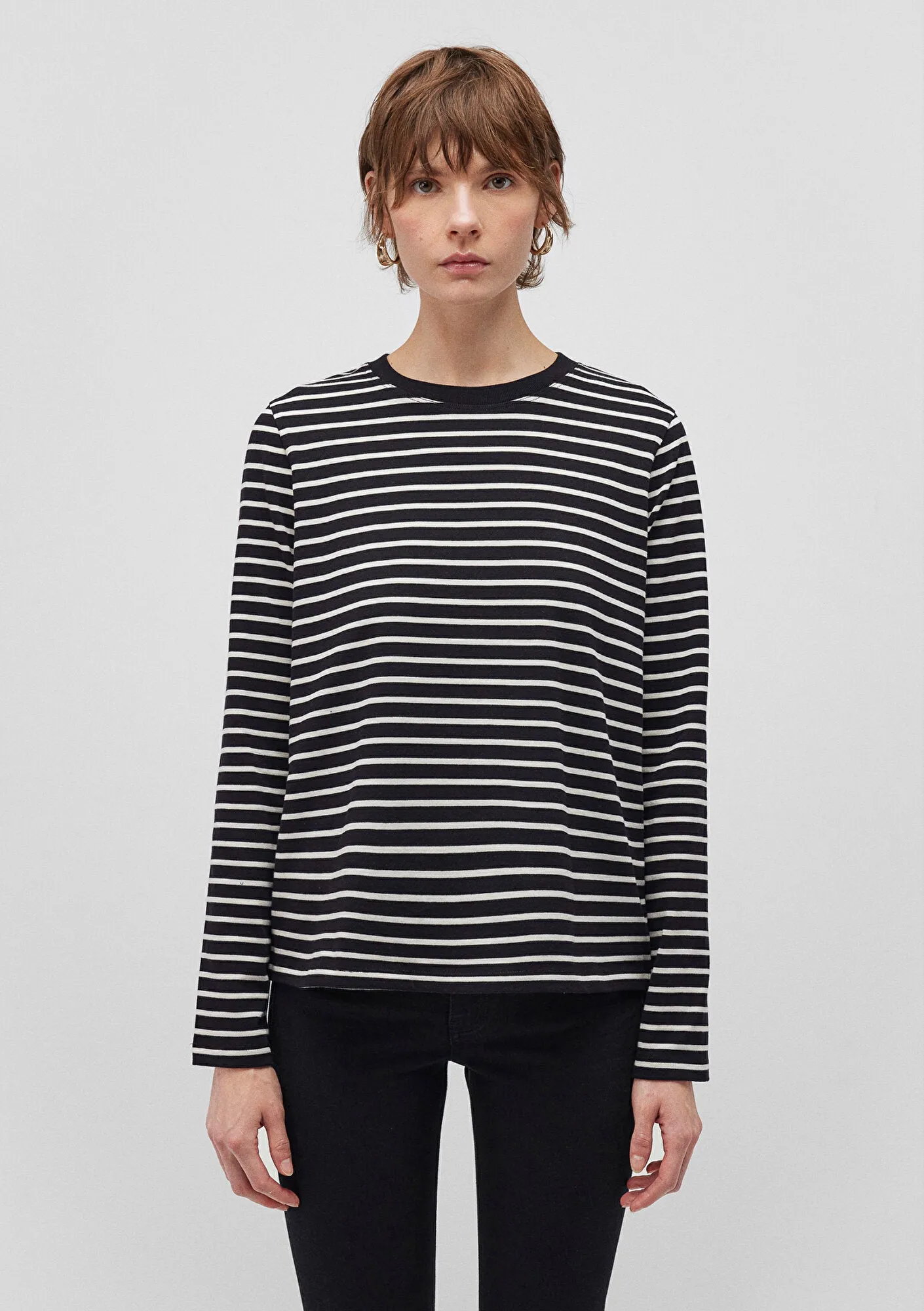 Striped Long Sleeve Basic T-Shirt