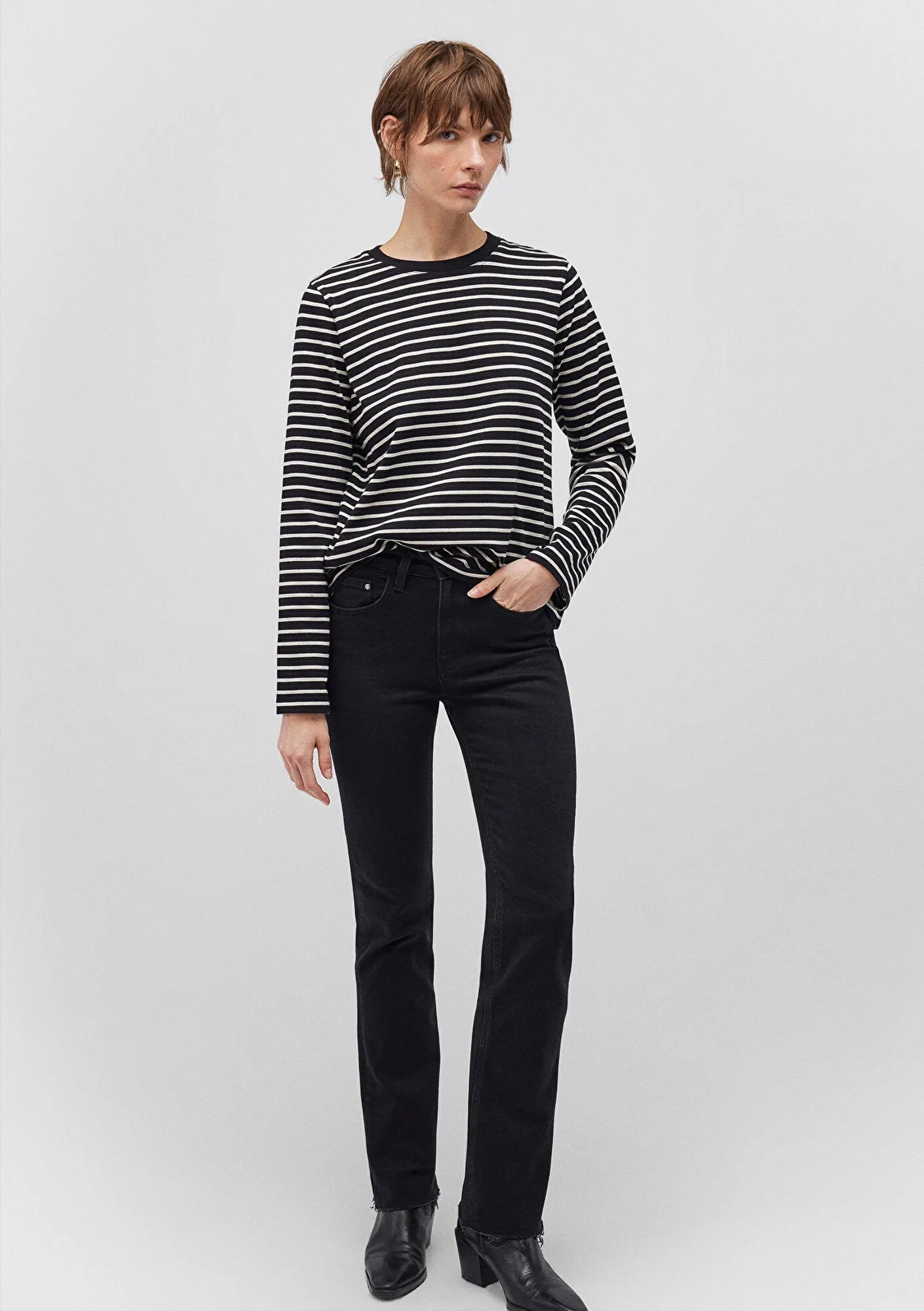 Striped Long Sleeve Basic T-Shirt