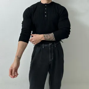 Striped Round Neck Collar Shirt