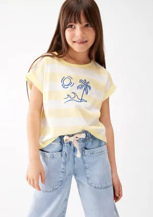 Striped Sleeveless Yellow T-Shirt