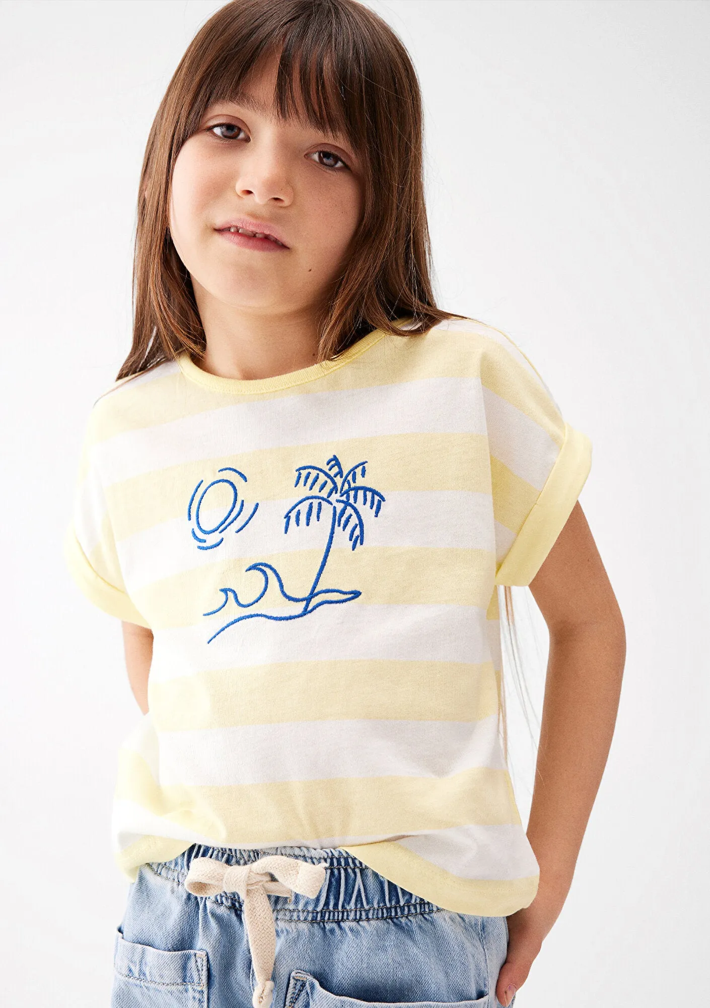 Striped Sleeveless Yellow T-Shirt