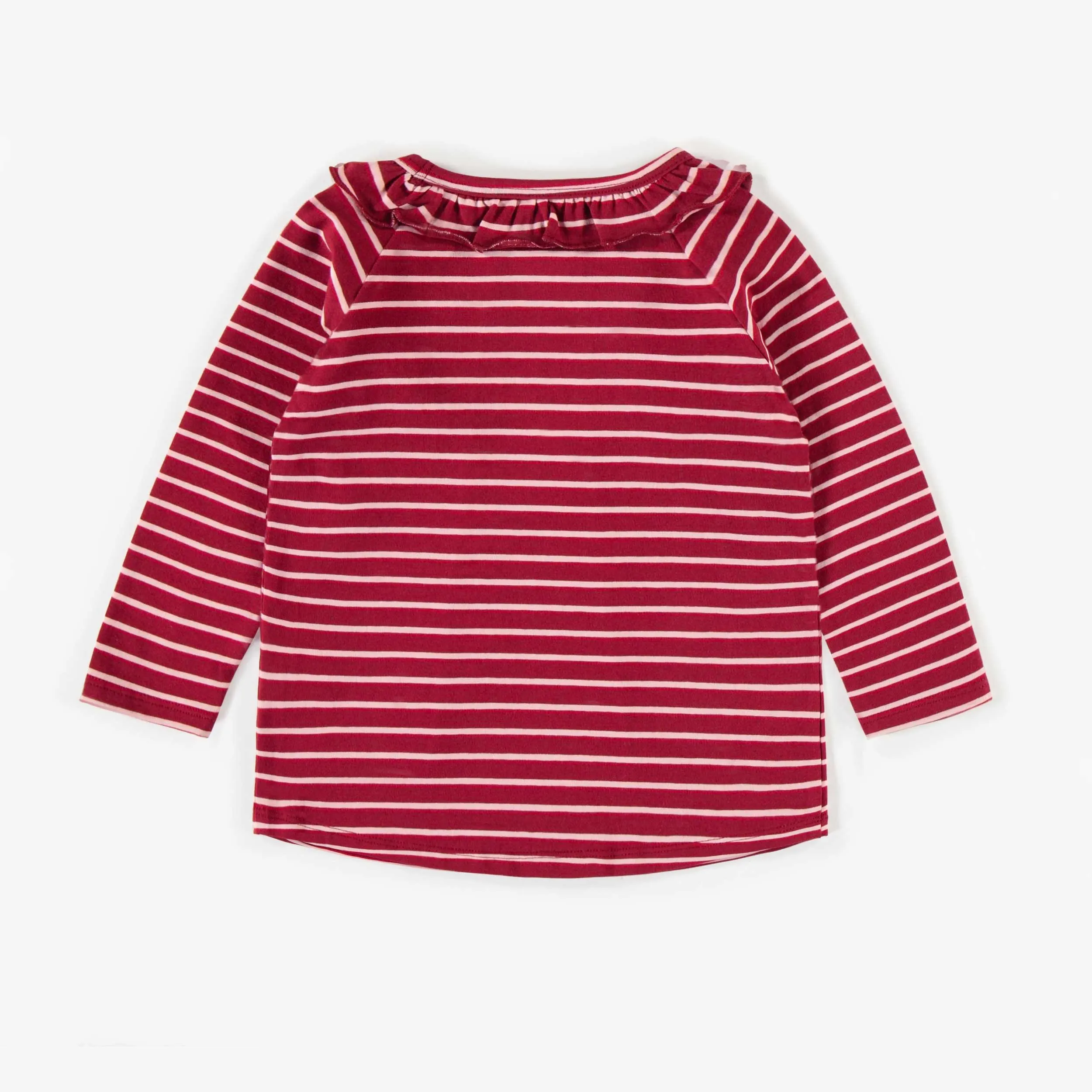 T-shirt rouge ligné à col Claudine, bébé || Red striped T-shirt with Claudine collar, baby