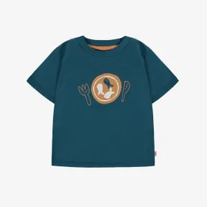 T-shirt turquoise à manches courtes en coton, bébé || Turquoise short-sleeved t-shirt in cotton, baby