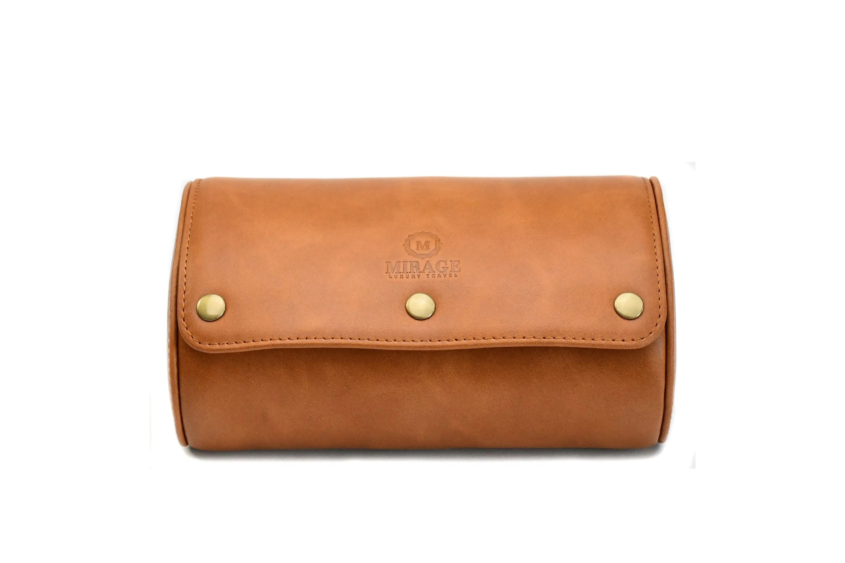 Tawny Brown Full-grain Cow Leather Watch Roll - 2 Watches